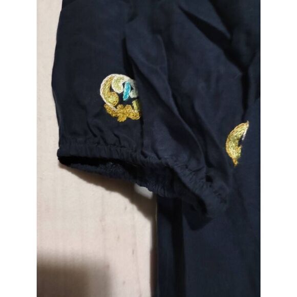 Ladies Large Boho Embroidered Off Shoulder Peasant Tunic Top Blouse - Picture 4 of 7